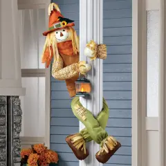 Collections Etc Boy Scarecrow Porch or Tree Hugger With Lit Lantern