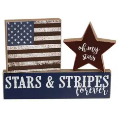 3/Set Patriotic Wood Blocks Americana Decor for Shelf or Tabletop