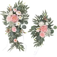 Pink Faux Arch Flowers Wedding Welcome Sign Flower
