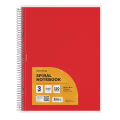 3-Subject College Spiral Notebook &ndash; 120 Sheets &ndash; 36 Ct