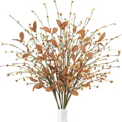 8Pcs Fall Flroal Leave Stems with Berry Autumn Berry Floral Picks