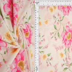 1 Yard Soft DTY Digital Floral Print Fabric Stretchy 58/60 Inch Wide Textile for Sewing Projects BLUSH