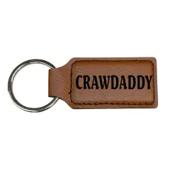 Keychain - Rectangle - Crawdaddy - Leather Rustic/Gold