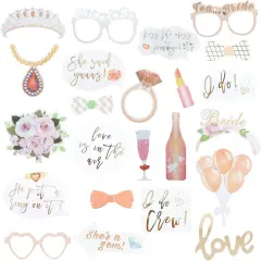 Photo Booth Props, 23 Pieces Wedding Bridal Shower Photo Booth Prop Bachelorette Party Decorations Photo Booth for Bridal Shower Gift Accessories Wedding Favor Supplies