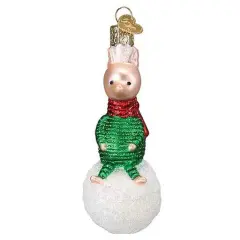 Old World Christmas 4.5 Inch Piglet On Snowball Christmas Tree Ornament , Christmas Decor Winnie Pooh Best Friend Multicolored
