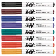 School Smart Dry Erase Pen Style Markers, Fine Tip, Assorted Colors, Pack of 48
