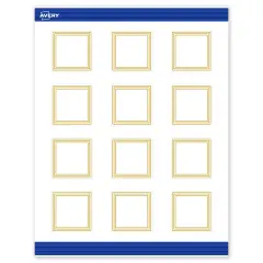 Avery Printable Square Cards, Gold Multi-Lined Border, 2" x 2", Matte White Square Cards, Laser/Inkjet, 120ct, Great for Business Cards