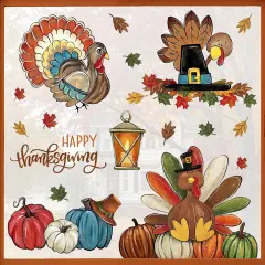 4 Sheets 81PCS Happy Thanksgiving Turkey Window Clings
