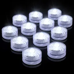 Submersible LED Light,White Small LED Light,100 Hours Waterproof Flameless Led Lights Battery Powered for Wedding Home Vase Festival Party Decoration 12pcs (Built-in 24 Batteries)