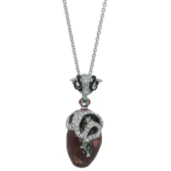 Regal Serpent: Royal Egg Pendant with Crystal Snake on Black Stone 20-Inch