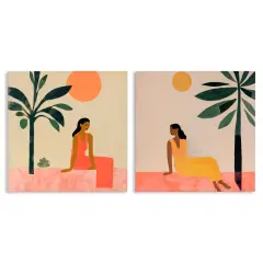 Stupell Industries Female Figure Resting Outdoors 2 pc Canvas Wall Art Set Design by Lazar Studio