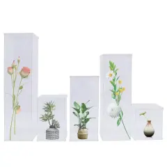 5Pcs Modern Wedding Flower Stand Box Acrylic Square Transparent Box Floral Decor