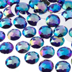 John Bead 16mm Round Acrylic Flat Back Rhinestones, 200pcs Purple AB
