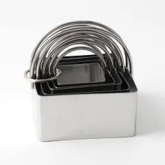 Cookie Cutter Set 10 Stainless Steel Round & Square Cutters with Handles