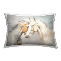 Hugging Horse Pair Design by Ramona Murdock Outdoor Printed Pillow 