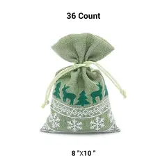 8&rdquo; x 10&rdquo; Faux Linen Bags Stylish Christmas Gift Wrapping