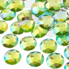 John Bead 20mm Round Acrylic Flat Back Rhinestones, 200pcs Peridot AB