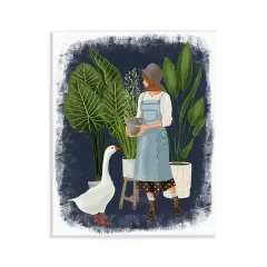 Stupell Industries Gardner Girl with Goose Wall Plaque Art Design by Saba Rauf