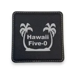 Coaster - Hawaii Five-0 - SET OF 2 - Leather or Stitched Cork Black/Silver