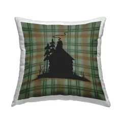 Green Plaid Cabin Design by Jacki Frerichs Outdoor Printed Pillow 