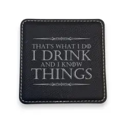 Coaster - Thats what i do - SET OF 2 - Leather or Stitched Cork Black/Silver