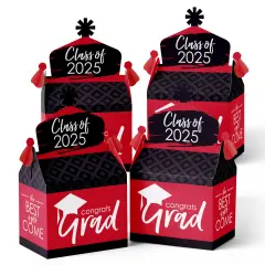 Big Dot of Happiness Red Grad - Best is Yet to Come - Treat Box Party Favors - 2025 Red Graduation Party Goodie Gable Boxes - Set of 12