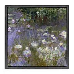 Stupell Industries Classical Water Lilies Monet Framed Floater Canvas Wall Art Design by one1000paintings