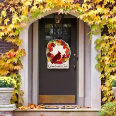 Christmas and Fall Door Decoration Cardinal Wreath