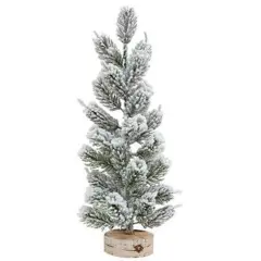 Large Flocked Tree With Stump