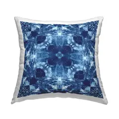 Blue Mirrored Symmetry Decorative Printed Throw Pillow Design by El Perkin, 18 x 7 x 18