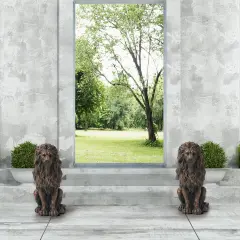 Set of 2 20.75"H Bronze/Black MGO Guardian Sitting Lion Statue 2pcs-20.5"H Bronze