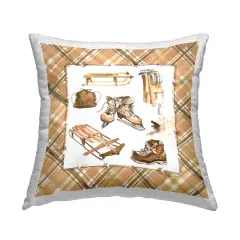 Plaid Winter Sports Outdoor Printed Pillow Design by Geoff Allen, 18 x 7 x 18