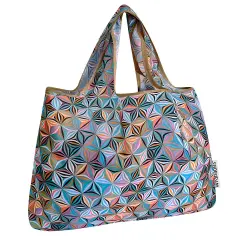 Wrapables Large Foldable Tote Nylon Reusable Grocery Bags, Star Pattern