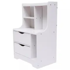 Modern End Side Table Bedroom Bedside Nightstand Cabinet With 2 Storage Drawers