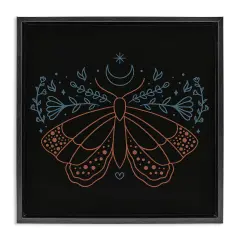 Stupell Industries Celestial Moth Florals Framed Floater Canvas Wall Art Design by Ahmed Sameh Hussein