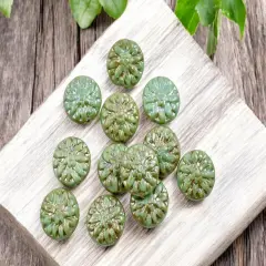 *12* 15mm Turquoise Picasso AB Dahlia Flower Coin Beads