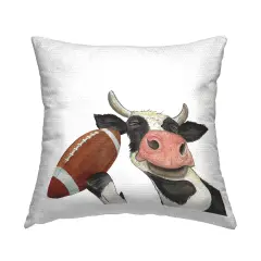 Cow with Football Design by Sharon Kuplack Outdoor Printed Pillow 