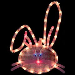 Northlight Lighted Bunny Head Easter Window Decoration - 17" Pink