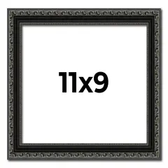 Photo Size Antique Black Picture Frame - UV Acrylic, Foam Board Backing, Hanging Hardware