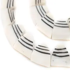 The Bead Chest White Carved Triangular Batik Bone Beads Small 5mm Kenya African Black and White Triangle Large Hole 29 Inch Strand Handmade