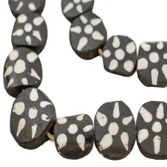The Bead Chest Batik Bone Beads - Full Strand of Fair Trade African Beads (Circular, Sun Design)