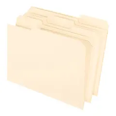 Pendaflex Reinforced File Folder, Letter Size, 1/3 Cut Tabs, Manila, Pack of 100