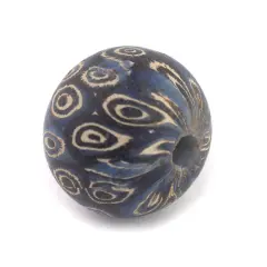 The Bead Chest Blue Antique-Style Java Eye Glass Bead (Single Bead, 20mm)