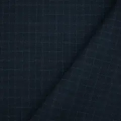 Navy-Gray-Green Wool Polyester Check Pattern Shirting Woven Fabric By the Yard