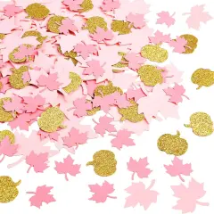 200 Pieces Thanksgiving Pink and Gold Pumpkin Confetti Christmas Baby Shower