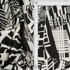 1 Yard DTY Geo Print Fabric, 190 GSM Polyester Spandex Blend 58/60" Width BLACK