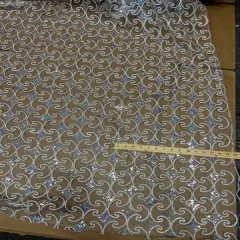 1 Yard Pyramid Lace Fabric by the Yard with Stretch and Sheen 55" Width Silver