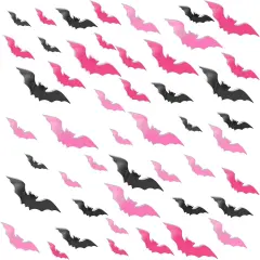 3D Halloween Wall Bats Decor - 48 Pink