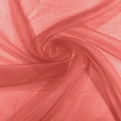 1 Yard Soft Crystal Organza Material Airy and Translucent Fabric for Gowns Costume Layers and Dress Linings Dark Coral