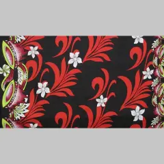 1 Yard Tiare Palm Leaves Double Border Fabrication, 100% Polyester Kava Bowl Print 36in L x 60in W Red